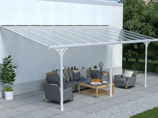 Aanleunende Carport In Aluminium 18,8 M - Wit - Alvaro