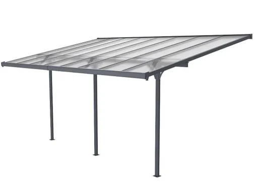 Aanleunende Pergola In Aluminium 15,1M Antraciet Alvaro - L497Xd305Xh240/285 Cm
