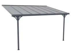 Aanleunende Pergola In Aluminium 13,2M Antraciet Alvaro - L436Xd305Xh240/285 Cm