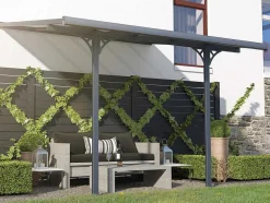 Aanleunende Pergola In Aluminium 9,5M Antraciet Alvaro - L314Xd305Xh240/285 Cm