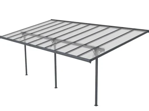 Aanleunende Pergola In Aluminium 18,8M Antraciet Alvaro - L618Xd305Xh240/285 Cm