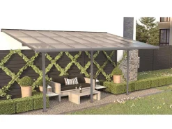 Aanleunende Pergola In Aluminium 15,1M Antraciet Alvaro - L497Xd305Xh240/285 Cm