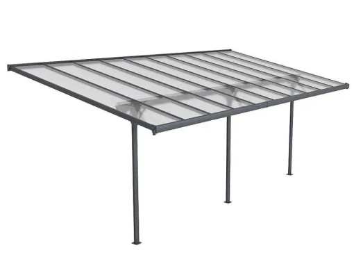 Aanleunende Pergola In Aluminium 18,8M Antraciet Alvaro - L618Xd305Xh240/285 Cm