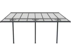 Aanleunende Pergola In Aluminium 15,1M Antraciet Alvaro - L497Xd305Xh240/285 Cm