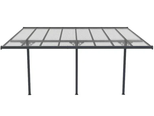 Aanleunende Pergola In Aluminium 15,1M Antraciet Alvaro - L497Xd305Xh240/285 Cm