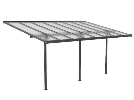 Aanleunende Pergola In Aluminium 15,1M Antraciet Alvaro - L497Xd305Xh240/285 Cm