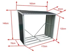 Afdak Voor Hout Van Gegalvaniseerd Staal 2,23 M3, L182 X D83 X H148 Cm - Derwood