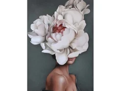 Afdrukken Op Canvas Vrouw En Bloemen 02, Roze, Wit, Blauw, 50X3X70 Cm, Epikasa