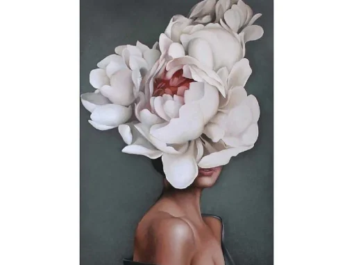 Afdrukken Op Canvas Vrouw En Bloemen 02, Roze, Wit, Blauw, 50X3X70 Cm, Epikasa