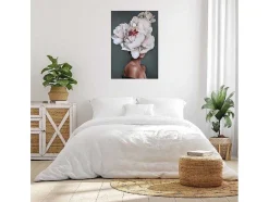 Afdrukken Op Canvas Vrouw En Bloemen 02, Roze, Wit, Blauw, 50X3X70 Cm, Epikasa