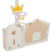 Afneembare En Opvouwbare Babybox 12+2 Met Speelbord, Basketbalring En Schommel Poederroze