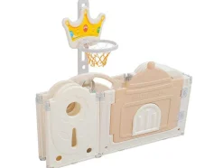 Afneembare En Opvouwbare Babybox 12+2 Met Speelbord, Basketbalring En Schommel Poederroze