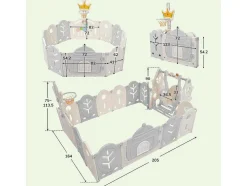 Afneembare En Opvouwbare Babybox 12+2 Met Speelbord, Basketbalring En Schommel Lichtgrijs