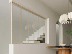 Afsluitlat Voor Glazen Binnenraam In Aluminium Met Poedercoating - H130 Cm - Lichte Houtlook - Bayview