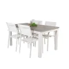 Albany Tuinmeubelset Tafel 90X152/210Cm En 4 Stoel Santorini Wit, Grijs, Cremekleur.