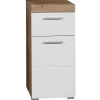 Amandamandobea Badkamerkast 1 Lade, 2 Deuren Eiken Decor, Wit Hoogglans.