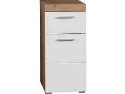 Amandamandobea Badkamerkast 1 Lade, 2 Deuren Eiken Decor, Wit Hoogglans.