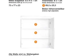 Amandamandobea Badkamerkast 2 Deuren Wit, Wit Hoogglans.