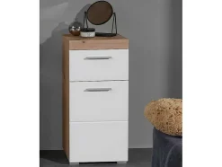 Amandamandobea Badkamerkast 1 Lade, 2 Deuren Eiken Decor, Wit Hoogglans.