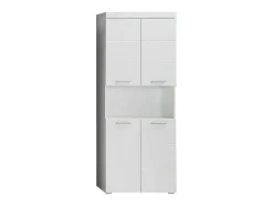 Amandamandobea Kolomkast 1 Open Vak, 4 Deuren Wit, Wit Hoogglans.