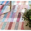 Andre 2295 Tapijt Wasbaar Klaver Strips Antislip - Roze / Blauw 120X170 Cm
