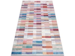 Andre 2295 Tapijt Wasbaar Klaver Strips Antislip - Roze / Blauw 120X170 Cm
