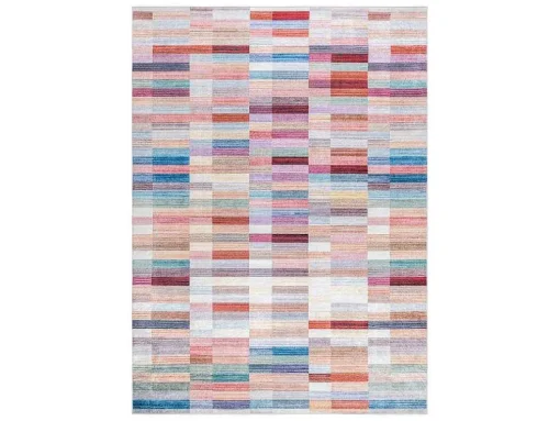 Andre 2295 Tapijt Wasbaar Klaver Strips Antislip - Roze / Blauw 120X170 Cm