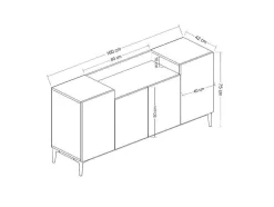Annalisa Multifunctioneel Kabinet, Wit, Zwart, 160X42X75 Cm, Epikasa
