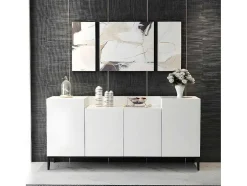 Annalisa Multifunctioneel Kabinet, Wit, Zwart, 160X42X75 Cm, Epikasa