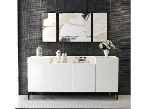 Annalisa Multifunctioneel Kabinet, Wit, Zwart, 160X42X75 Cm, Epikasa