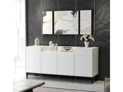 Annalisa Multifunctioneel Kabinet, Wit, Zwart, 160X42X75 Cm, Epikasa