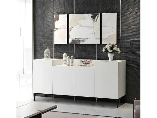 Annalisa Multifunctioneel Kabinet, Wit, Zwart, 160X42X75 Cm, Epikasa