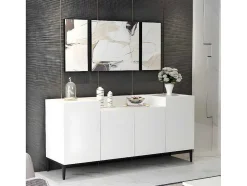 Annalisa Multifunctioneel Kabinet, Wit, Zwart, 160X42X75 Cm, Epikasa