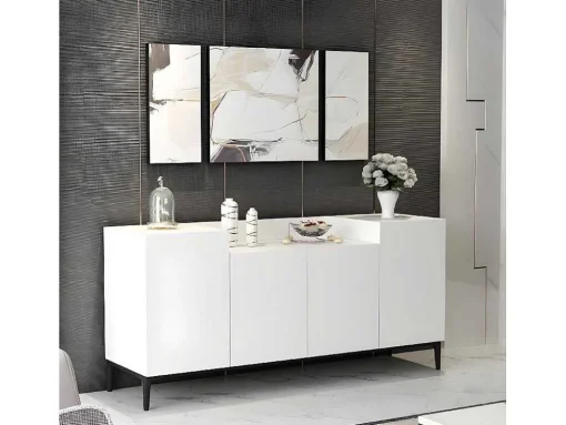 Annalisa Multifunctioneel Kabinet, Wit, Zwart, 160X42X75 Cm, Epikasa