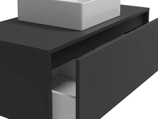 Antracietgrijs Hangend Badkamermeubel Met Enkele Wastafel - 94 Cm - Teana Ii