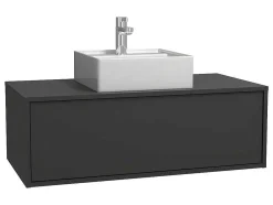 Antracietgrijs Hangend Badkamermeubel Met Enkele Wastafel - 94 Cm - Teana Ii