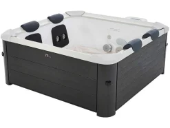 Antracietgrijze Halfharde Spa Met 6 Plaatsen Met Ledverlichting En Accessoires - 128 Stralen - L160 X B160 X H65 Cm - Napuka Van Mspa