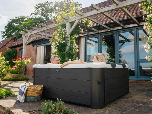 Antracietgrijze Halfharde Spa Met 6 Plaatsen Met Ledverlichting En Accessoires - 128 Stralen - L160 X B160 X H65 Cm - Napuka Van Mspa