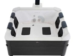 Antracietgrijze Halfharde Spa Met 6 Plaatsen Met Ledverlichting En Accessoires - 128 Stralen - L160 X B160 X H65 Cm - Napuka Van Mspa