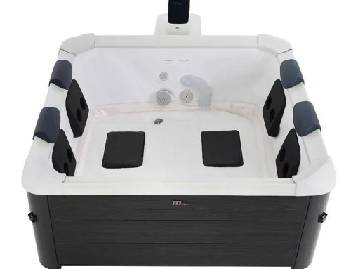 Antracietgrijze Halfharde Spa Met 6 Plaatsen Met Ledverlichting En Accessoires - 128 Stralen - L160 X B160 X H65 Cm - Napuka Van Mspa