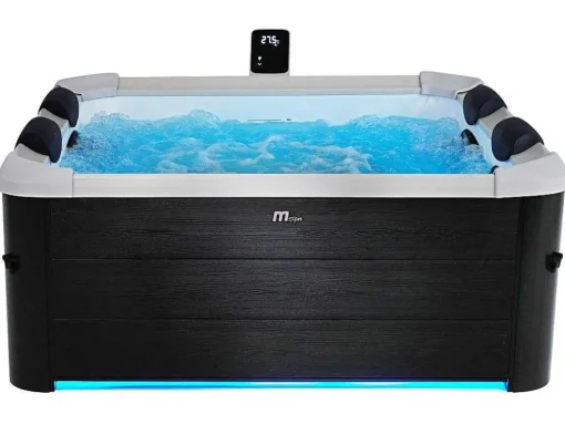 Antracietgrijze Halfharde Spa Met 6 Plaatsen Met Ledverlichting En Accessoires - 128 Stralen - L160 X B160 X H65 Cm - Napuka Van Mspa