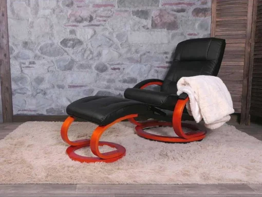 Aprilia Relaxfauteuil Met Kruk, Zwart