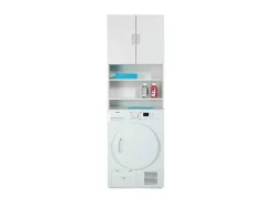 Arconati Badkamerkast Voor Wasmachine 2 Deuren, 2 Open Vakken Wit.