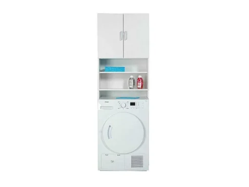 Arconati Badkamerkast Voor Wasmachine 2 Deuren, 2 Open Vakken Wit.