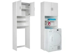 Arconati Badkamerkast Voor Wasmachine 2 Deuren, 2 Open Vakken Wit.