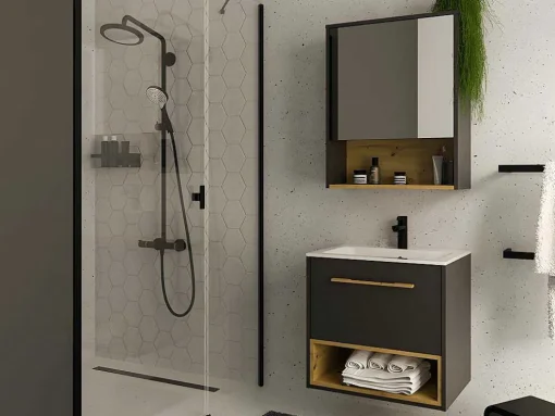 Badkamer Muurkast - Antraciet - 60 Cm - Yangra