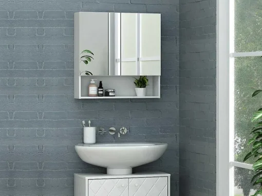 Badkamer Muurkast Met Spiegel En Nis Zumpa - Wit