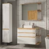 Badkamerkast Met Spiegels - Licht Naturel En Wit - 94 Cm - Anida