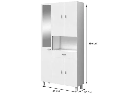 Badkamerkast Met Staande Spiegel - 180 Cm - Wit - Minela