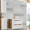 Badkamerkast Naturel En Wit - L35 X B22 X H75 Cm - Aruba